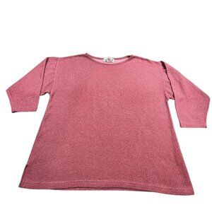 VTG Michael Carrie Mens Medium Red Waffle Knit Sweater Top RN 61405 Crew Neck